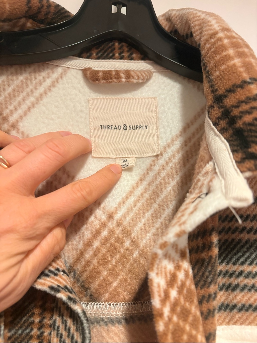 Thread & Supply Plaid Shacket Jacket in Cream, Brown & Black - Picture 2 of 3